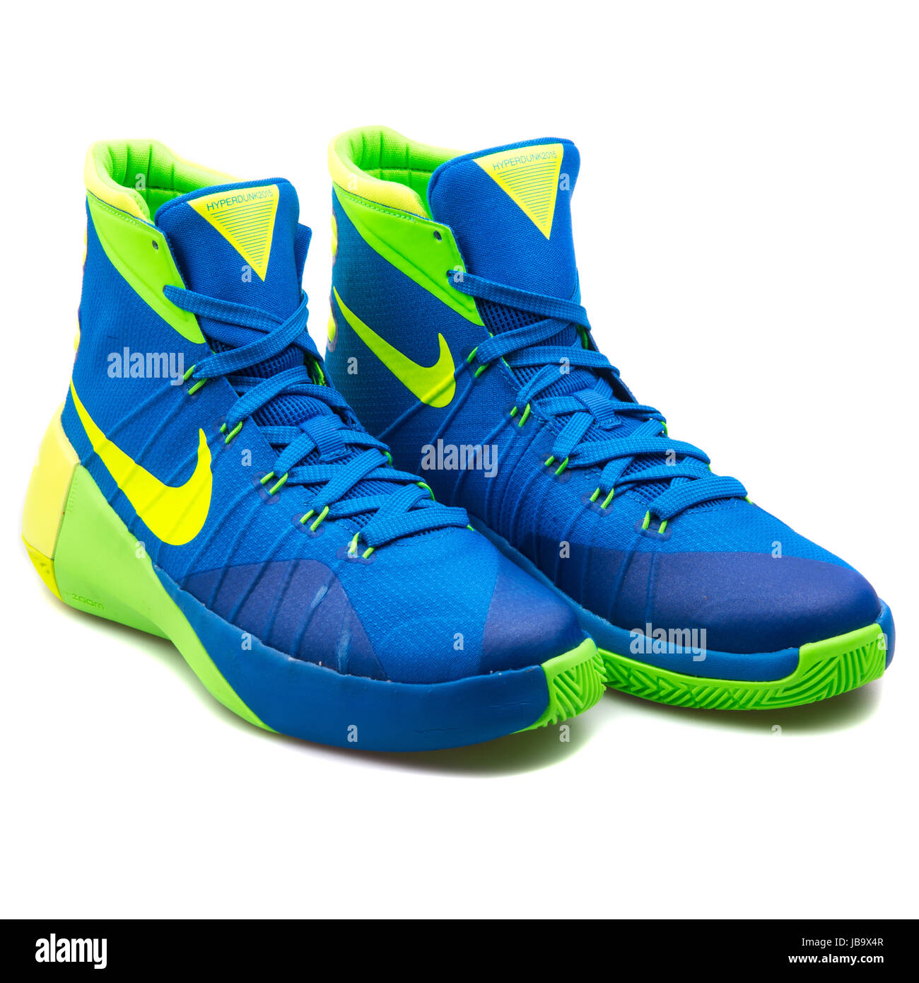 Nike Hyperdunk 2015 (GS) Blue, Green and Yellow Youth's Basketball Shoes -  759974-473 Stock Photo - Alamy