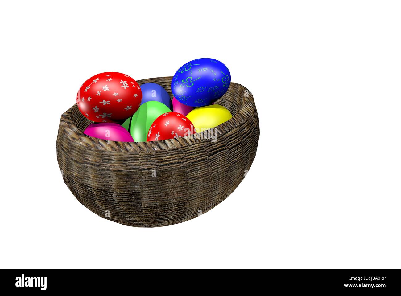 easter eggs in basket Stock Photo