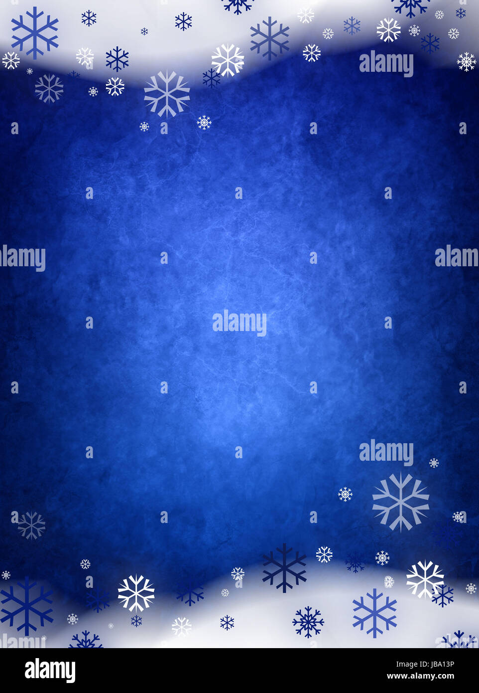 Ice Blue Christmas Background With Snow And Snowflakes Stock Photo - Alamy