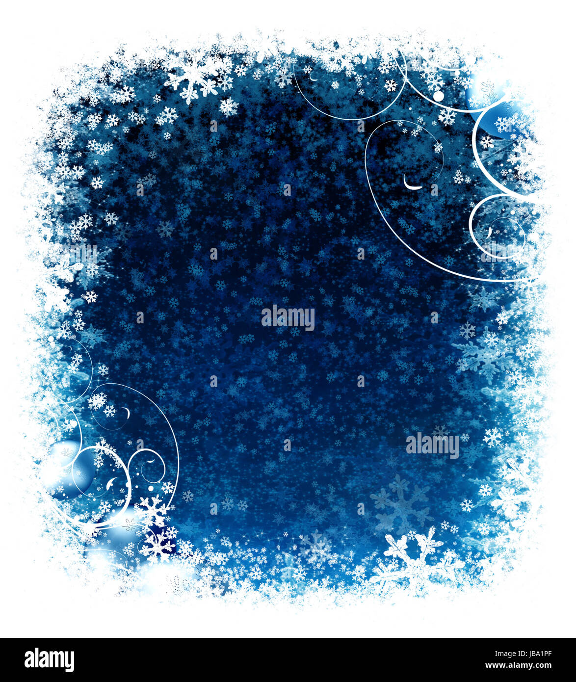 Winter Christmas background with balls and snow Stock Photo - Alamy