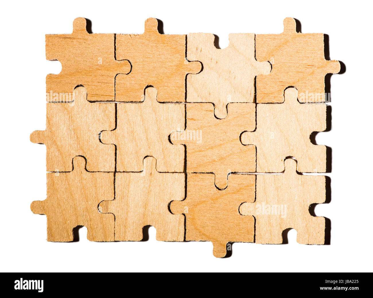 Wooden puzzle on white background. White isolated Stock Photo - Alamy