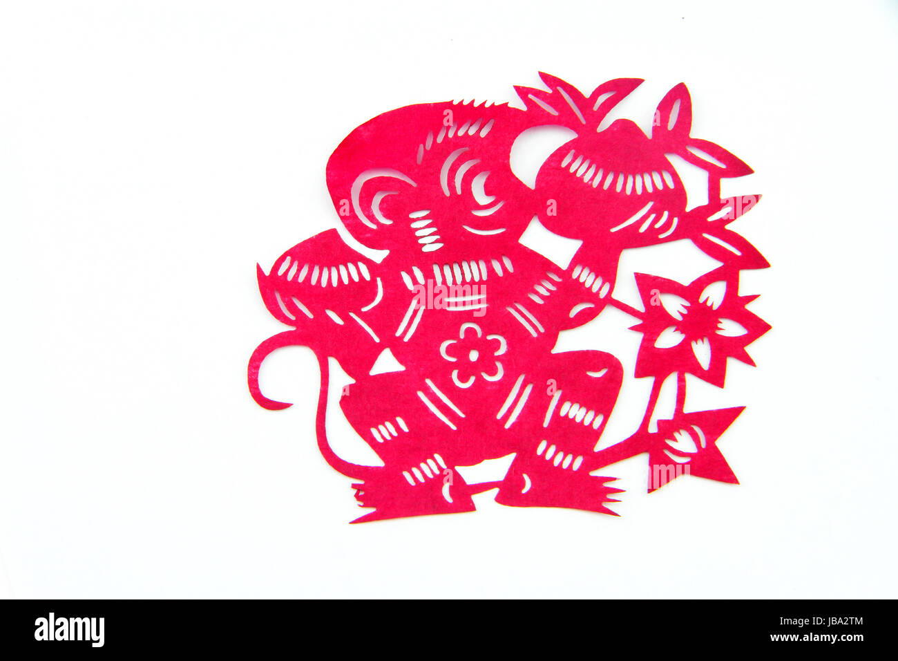 beautiful Chinese Zodiac paper cut with isolated white background Stock