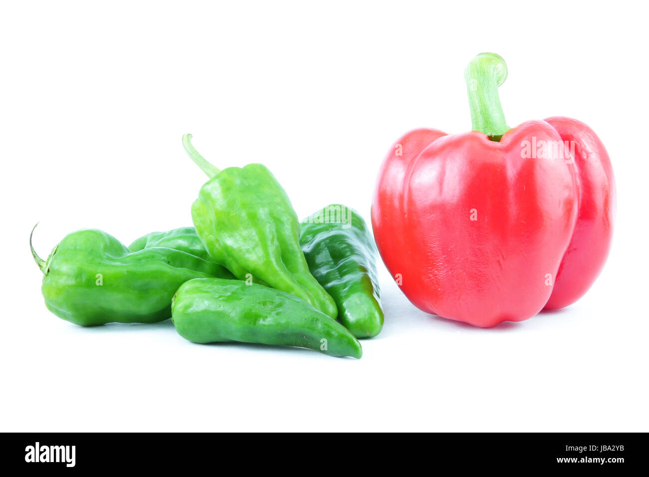 red and green sweet pepper with pure white background Stock Photo - Alamy