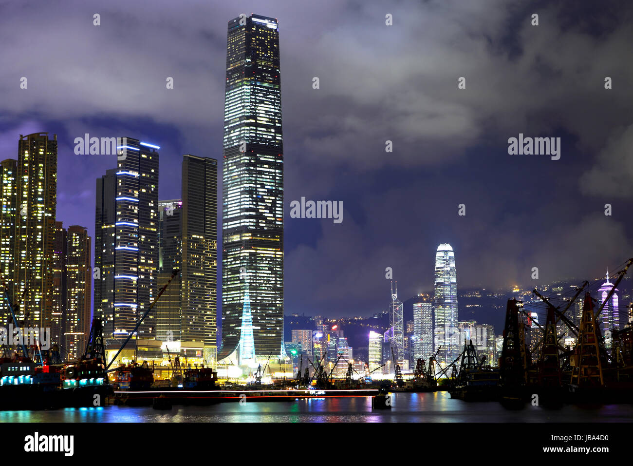 Kowloon side in Hong Kong at night Stock Photo