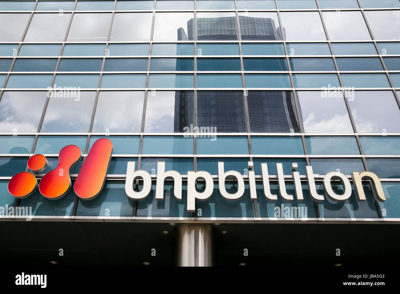 A logo sign outside of a facility occupied by BHP Billiton Ltd., in Houston,  Texas, on May 27, 2017 Stock Photo - Alamy