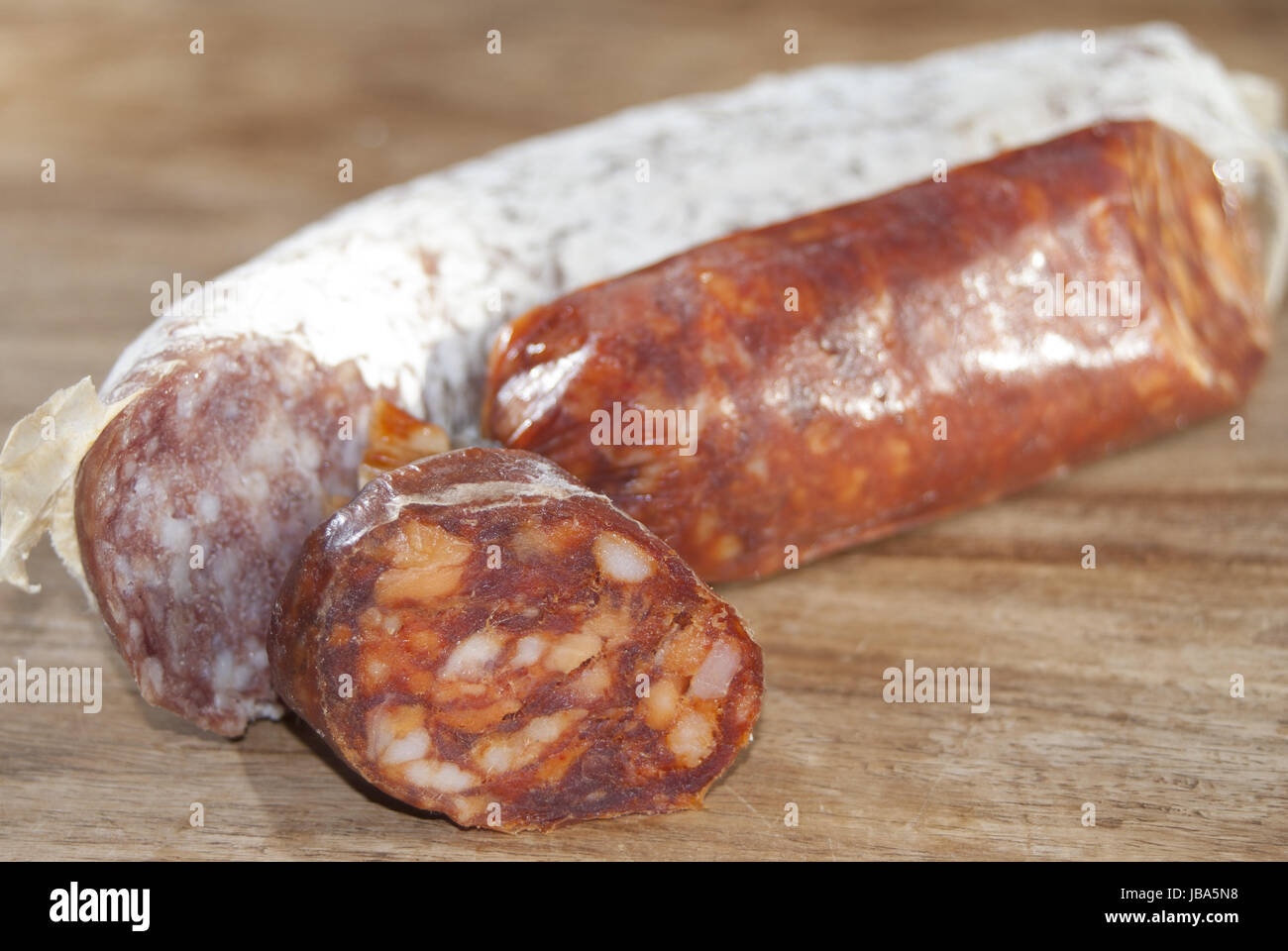 a traditional umbrian product spicy horseshoeshaped salami Stock