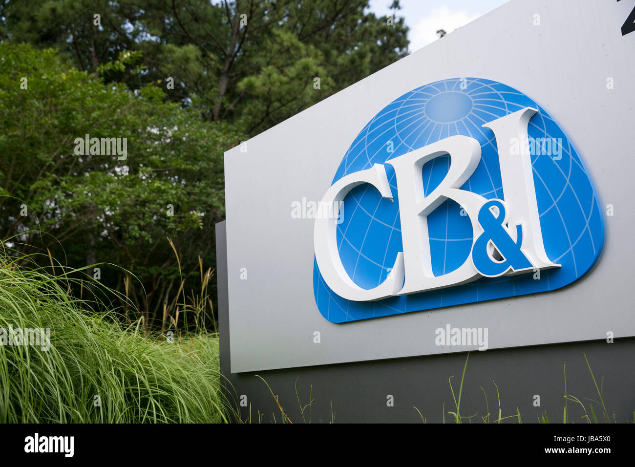 A logo sign outside of a facility occupied by the Chicago Bridge & Iron  Company (CB&I) in The Woodlands, Texas, on May 28, 2017 Stock Photo - Alamy