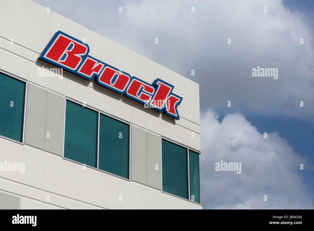 A logo sign outside of a facility occupied by The Brock Group in Houston, Texas, on May 28, 2017. Stock Photo