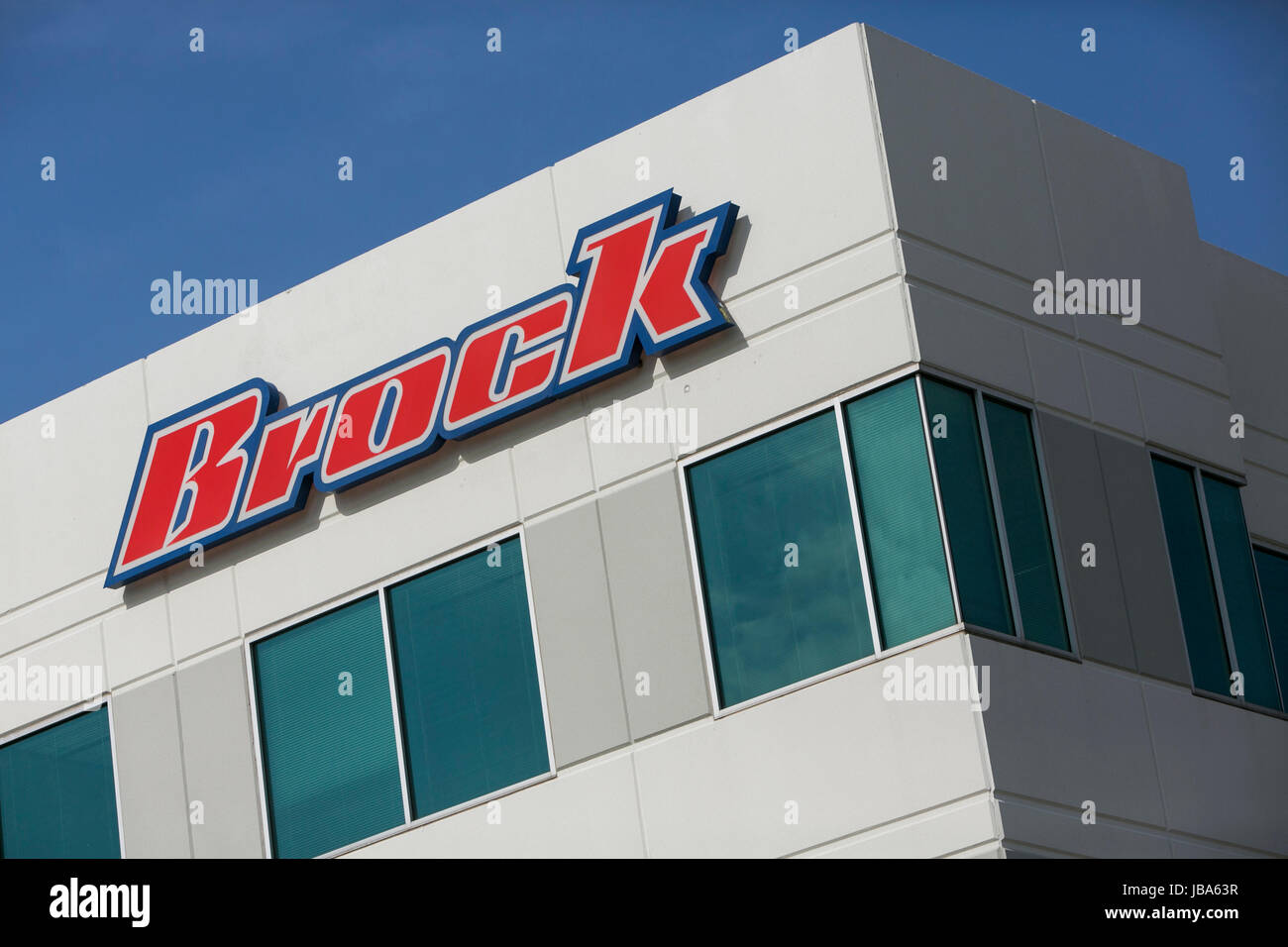 A logo sign outside of a facility occupied by The Brock Group in Houston, Texas, on May 28, 2017. Stock Photo