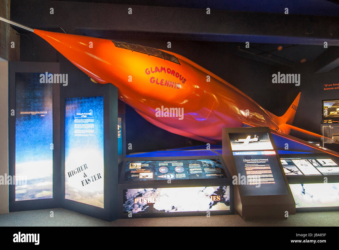 Glamorous Glennis X-1 rocket plane, Kansas Cosmosphere and Space Center, Hutchinson, Kansas. Stock Photo