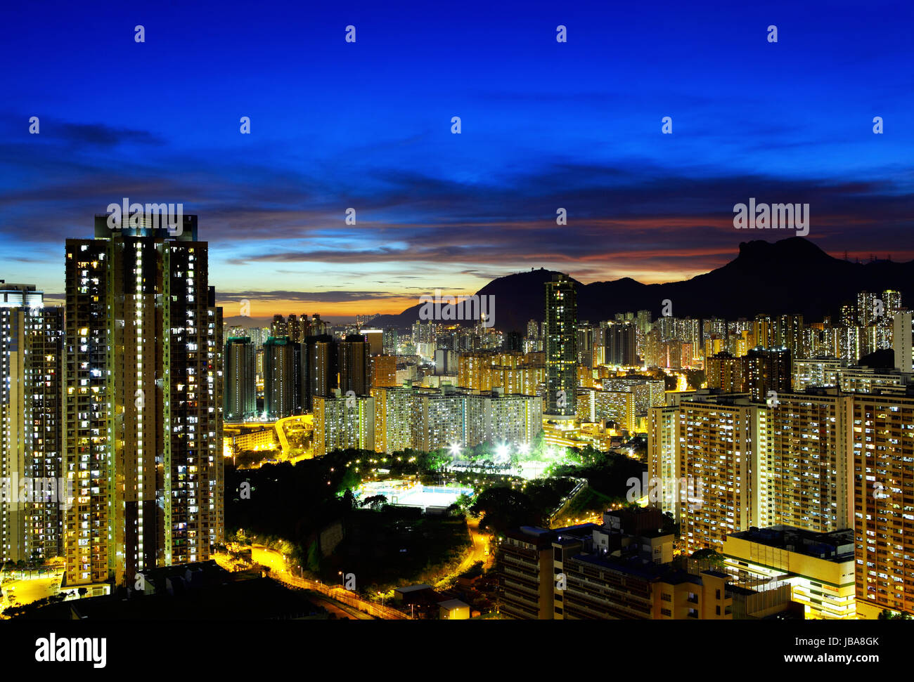 Kowloon side in Hong Kong at night Stock Photo - Alamy
