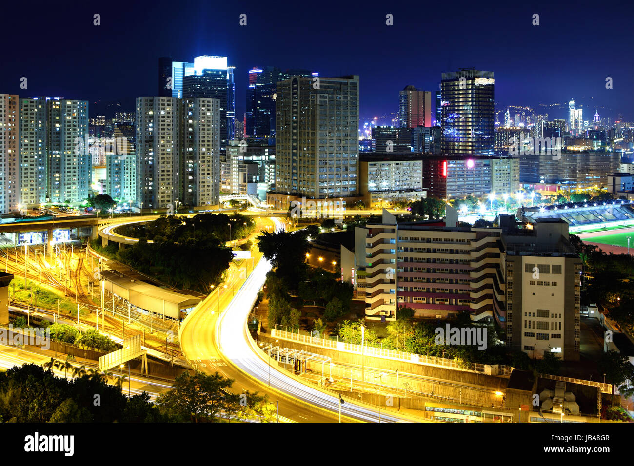 Hong Kong downtown at night Stock Photo - Alamy