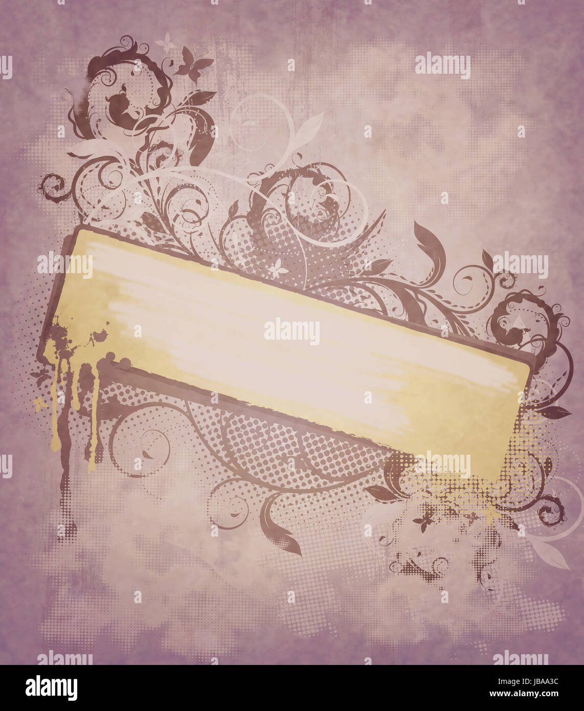 Grunge background with decorative floral design Stock Photo - Alamy
