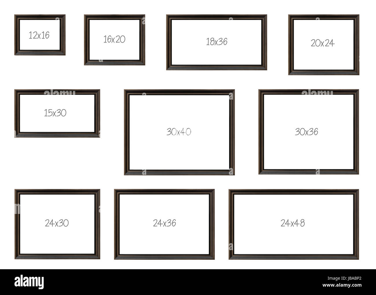 The Ten Most popular Selling Frames Dimensions of a Popular Brown Frame  Model Stock Photo - Alamy