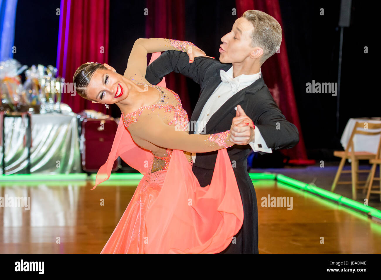 Competitors dancing slow waltz on the Dance Polish Championship March 8 ...