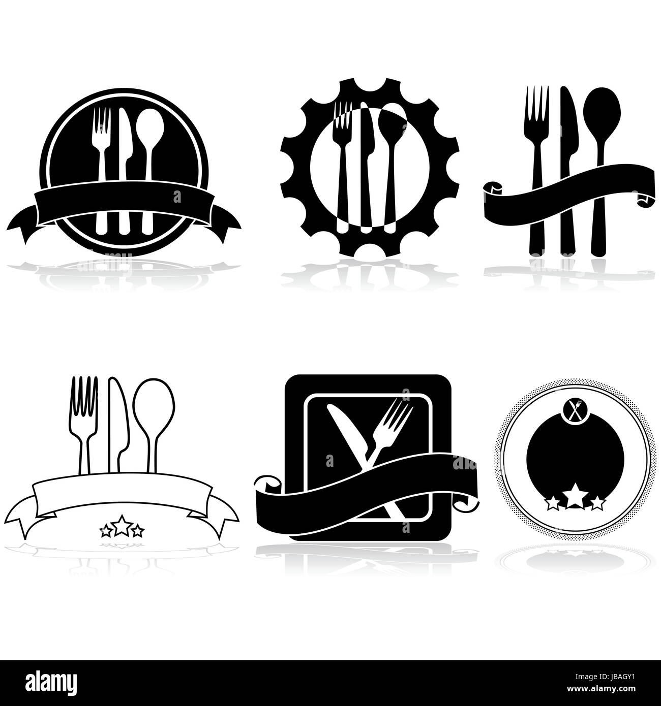 Icon set showing different food related labels and badges Stock Photo ...