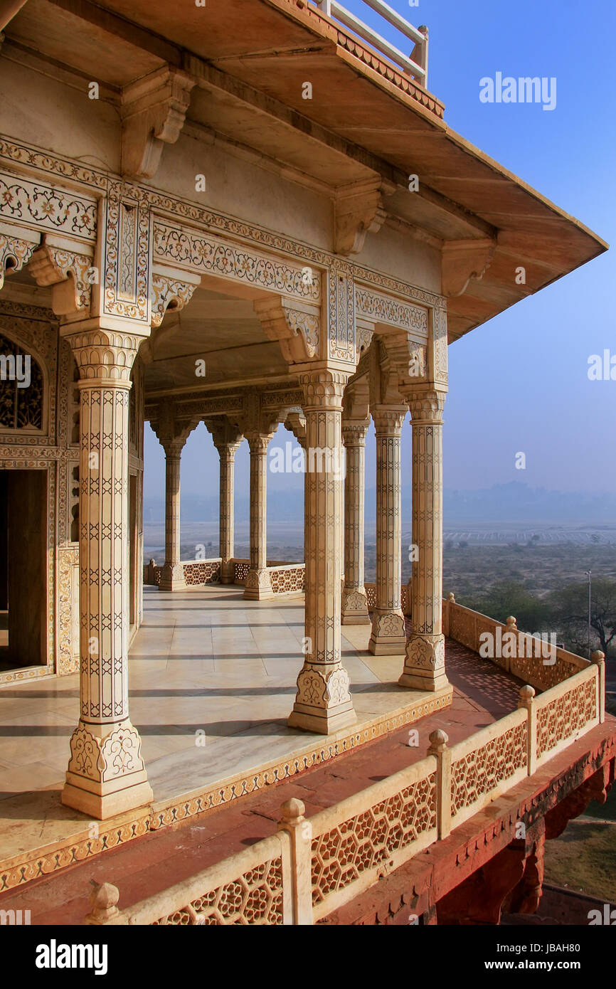 Musamman Burj in Agra Fort, Uttar Pradesh, India. The fort was built primarily as a military structure, but was later upgraded to a palace. Stock Photo