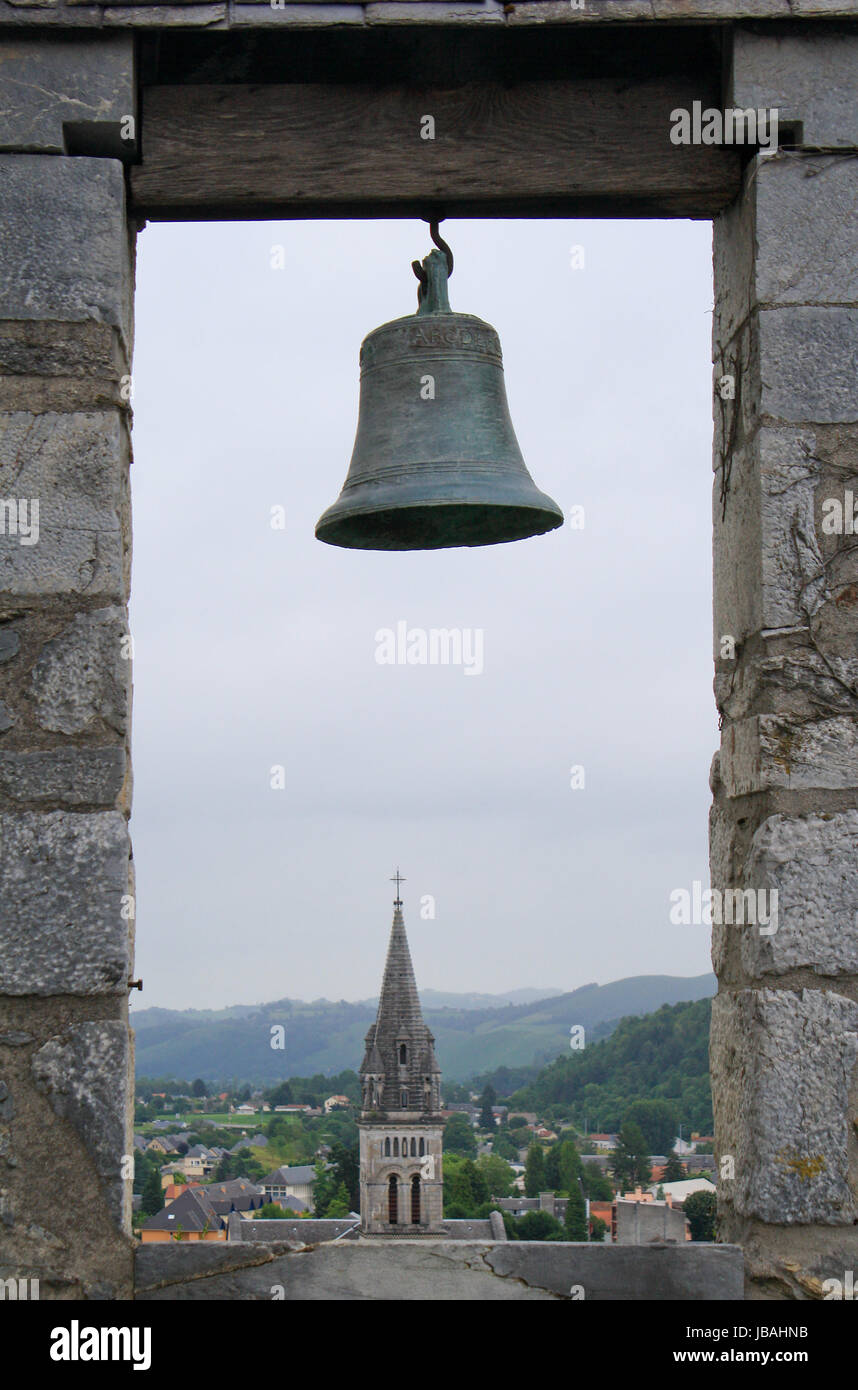 A bell in Lourdes Stock Photo