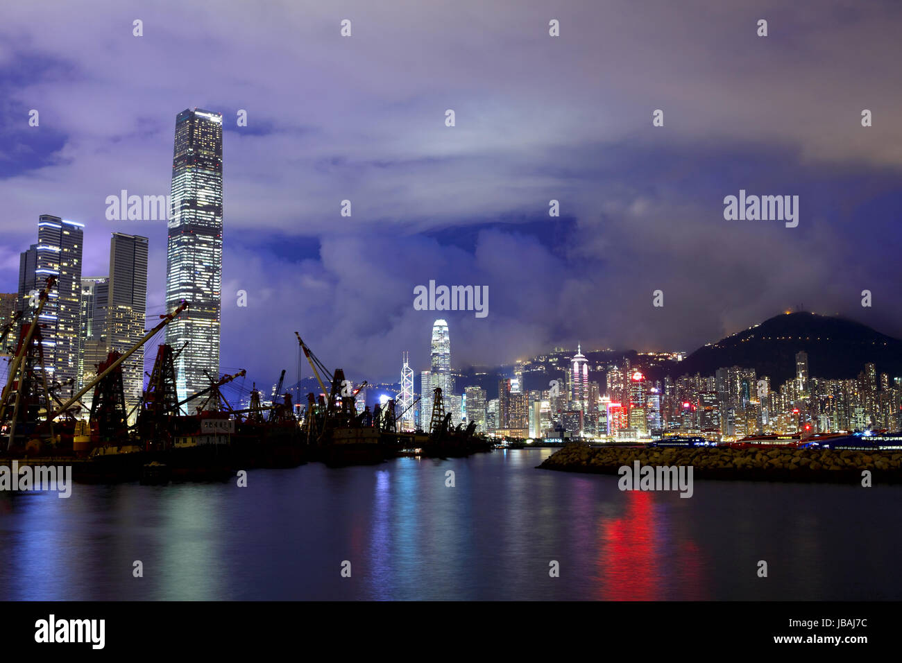 Kowloon side in Hong Kong at night Stock Photo - Alamy