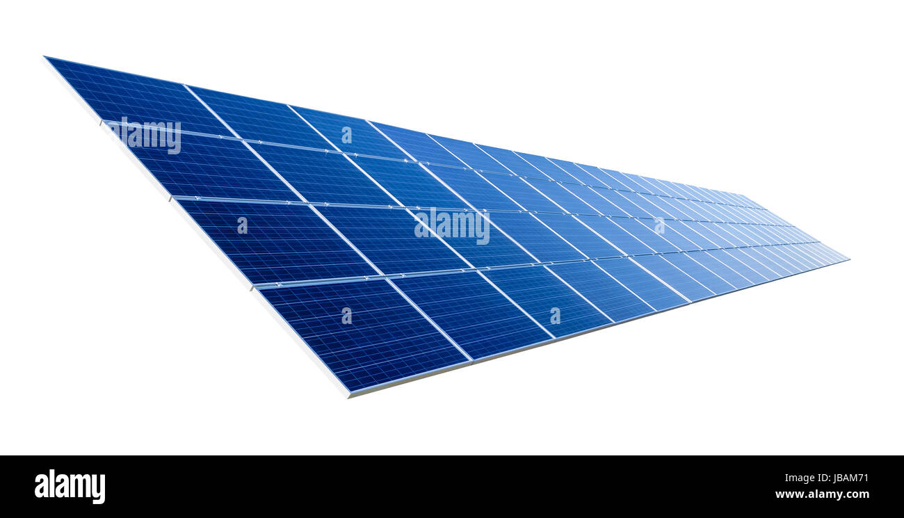 Großer Solarkollektor mit verlaufendem Blau auf weißem Hintergrund Stock Photo