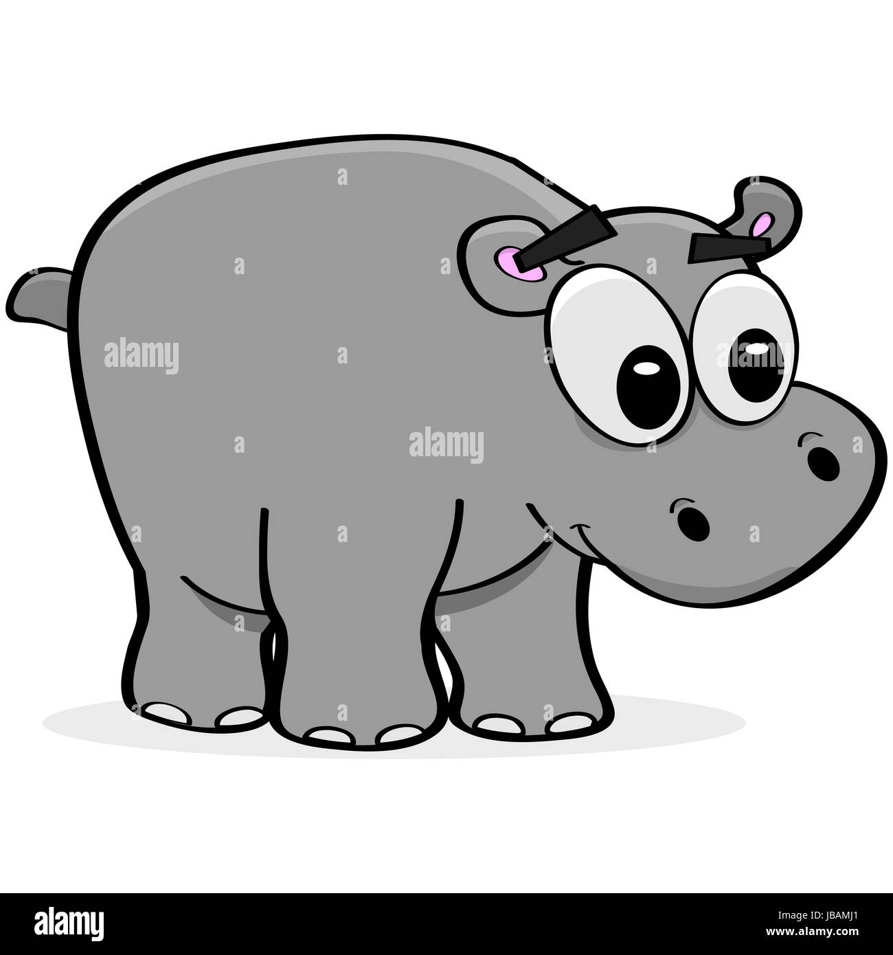 Cartoon illustration of a happy hippo looking right Stock Photo - Alamy