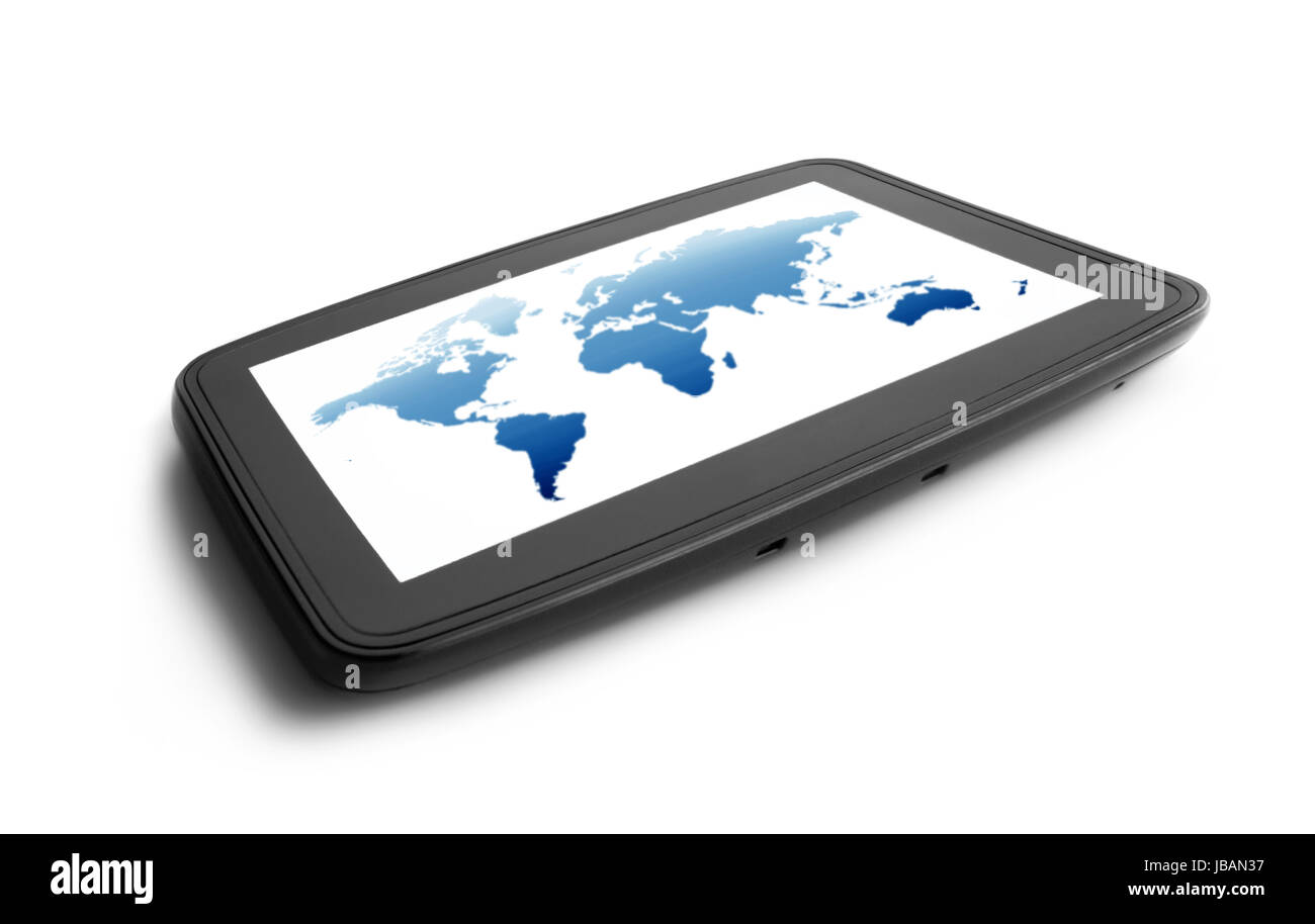 Navigation GPS with map isolated on a white background Stock Photo - Alamy