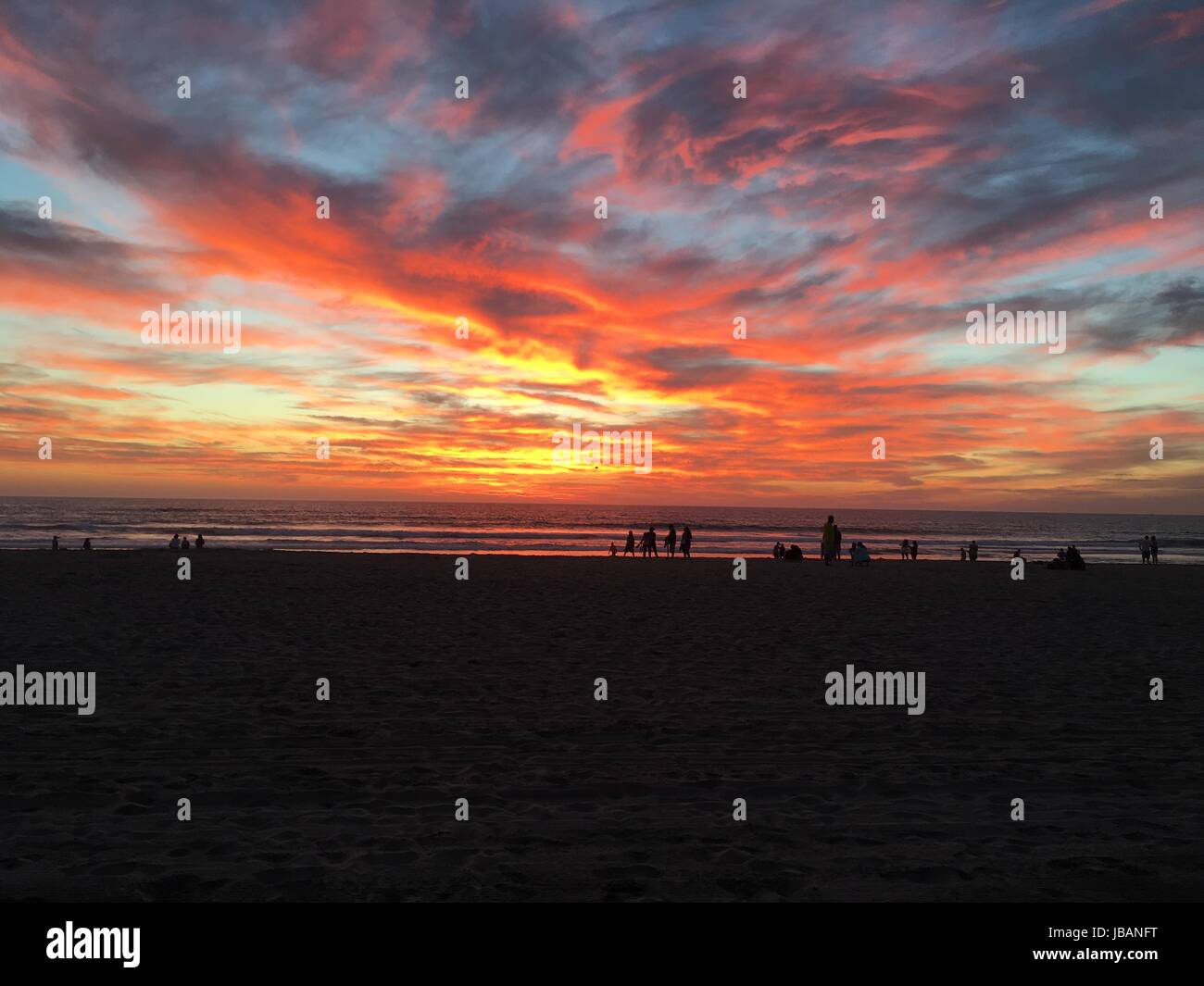Sunset, Mission Beach, San Diego, California Stock Photo