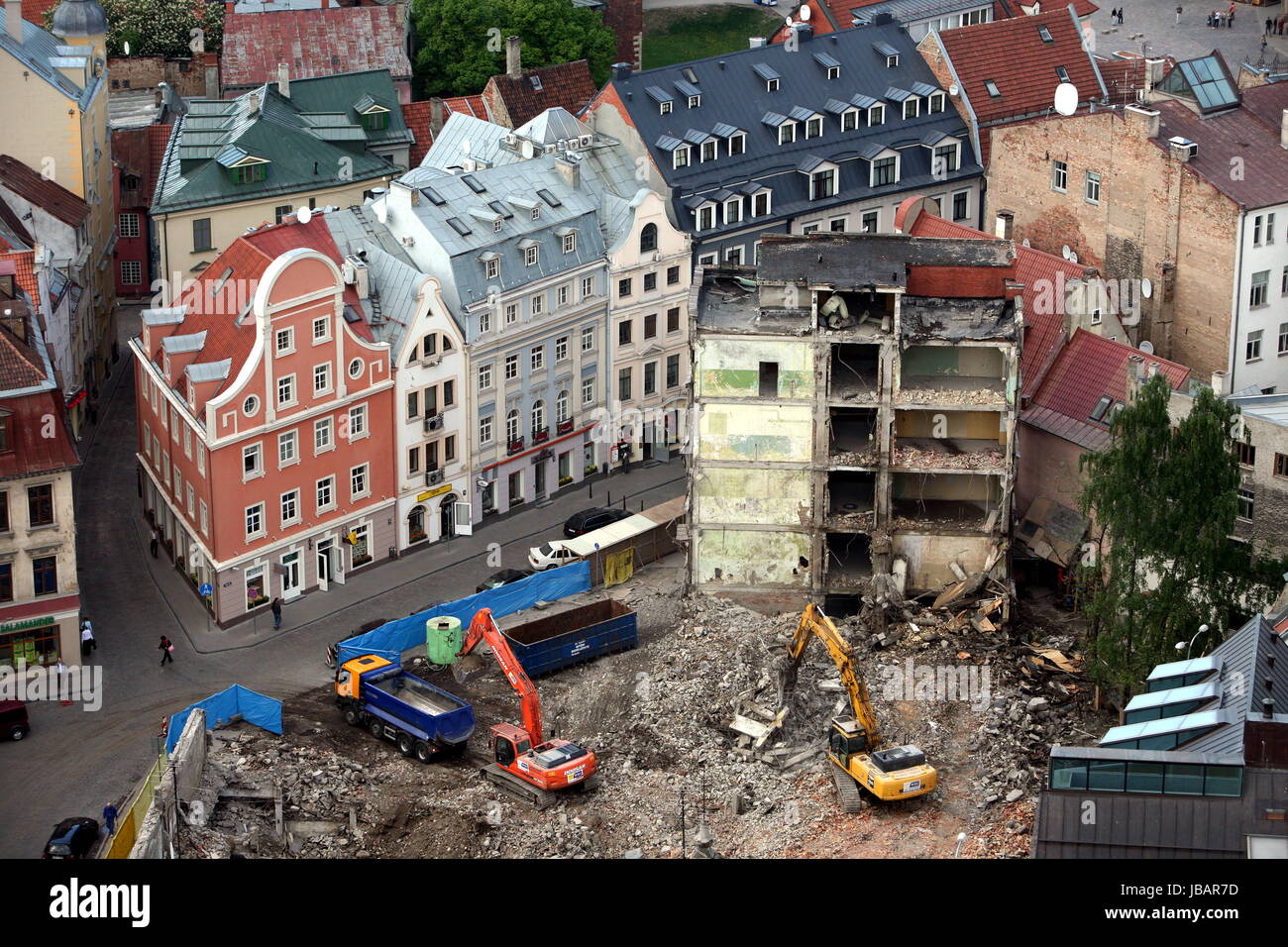 Das Stadtpanorama ueber die Altstadt von Riga der Hauptstadt Stock Photo