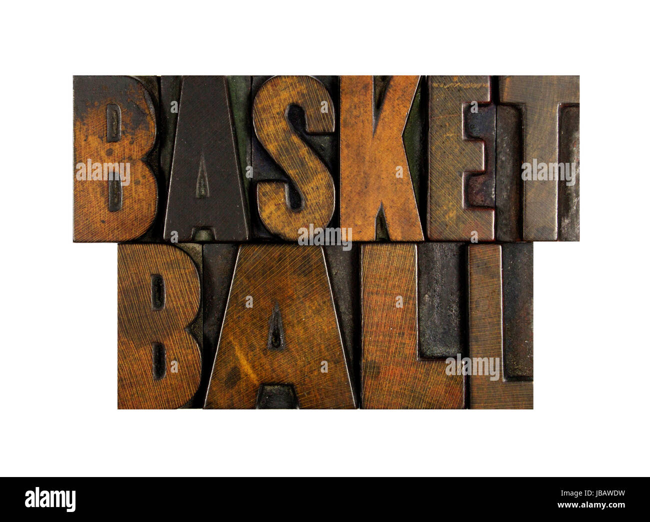 The word BASKETBALL written in vintage letterpress type Stock Photo Alamy