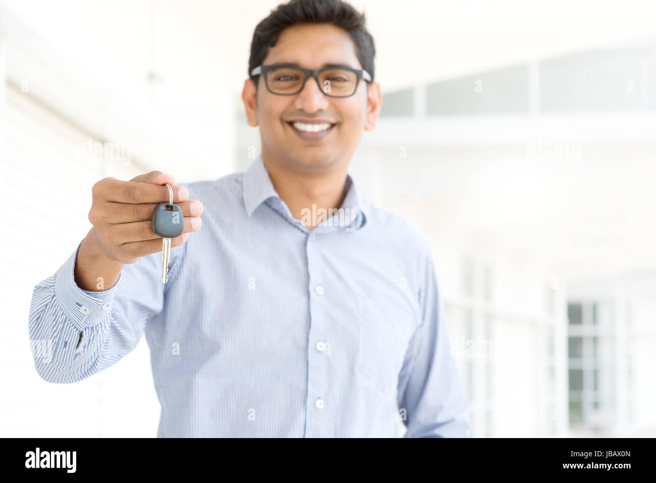 Real estate agent and exterior indian hires stock photography and