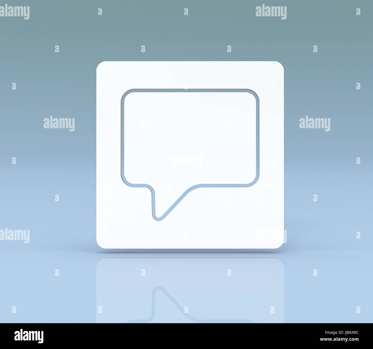 front view of a chat icon on blue background (3d render Stock Photo - Alamy