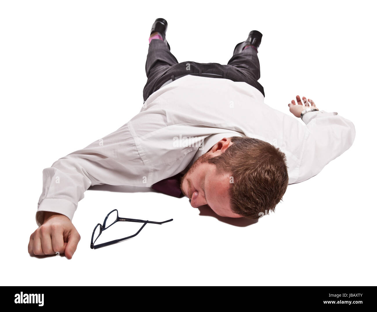 dead businessman isolated on white background Stock Photo Alamy