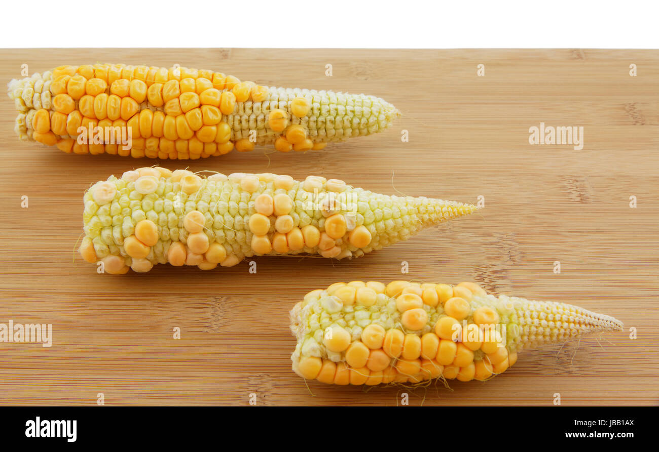 corn cobs on board Stock Photo