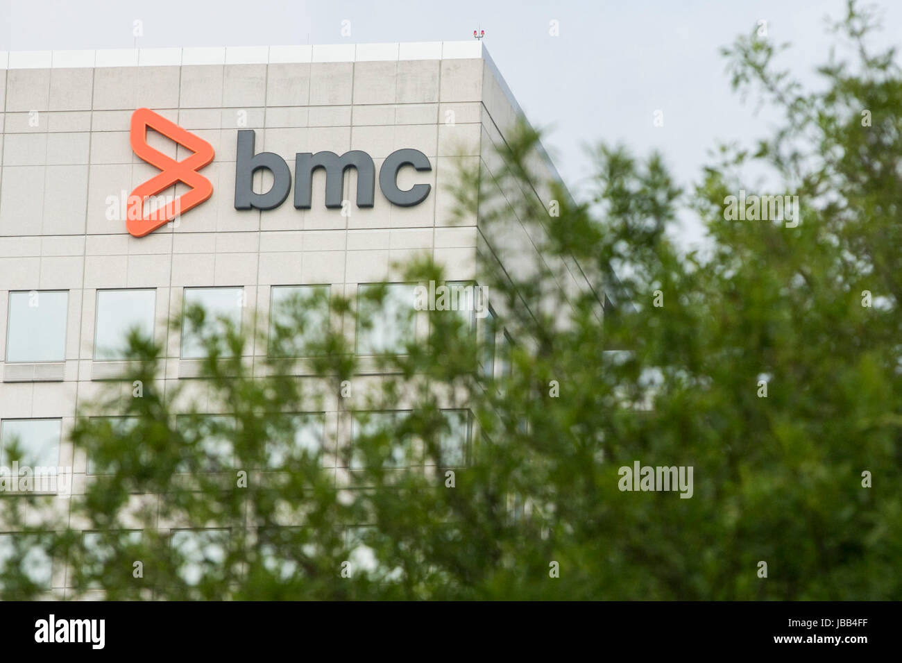 A logo sign outside of the headquarters of BMC Software in Houston, Texas, on May 27, 2017. Stock Photo