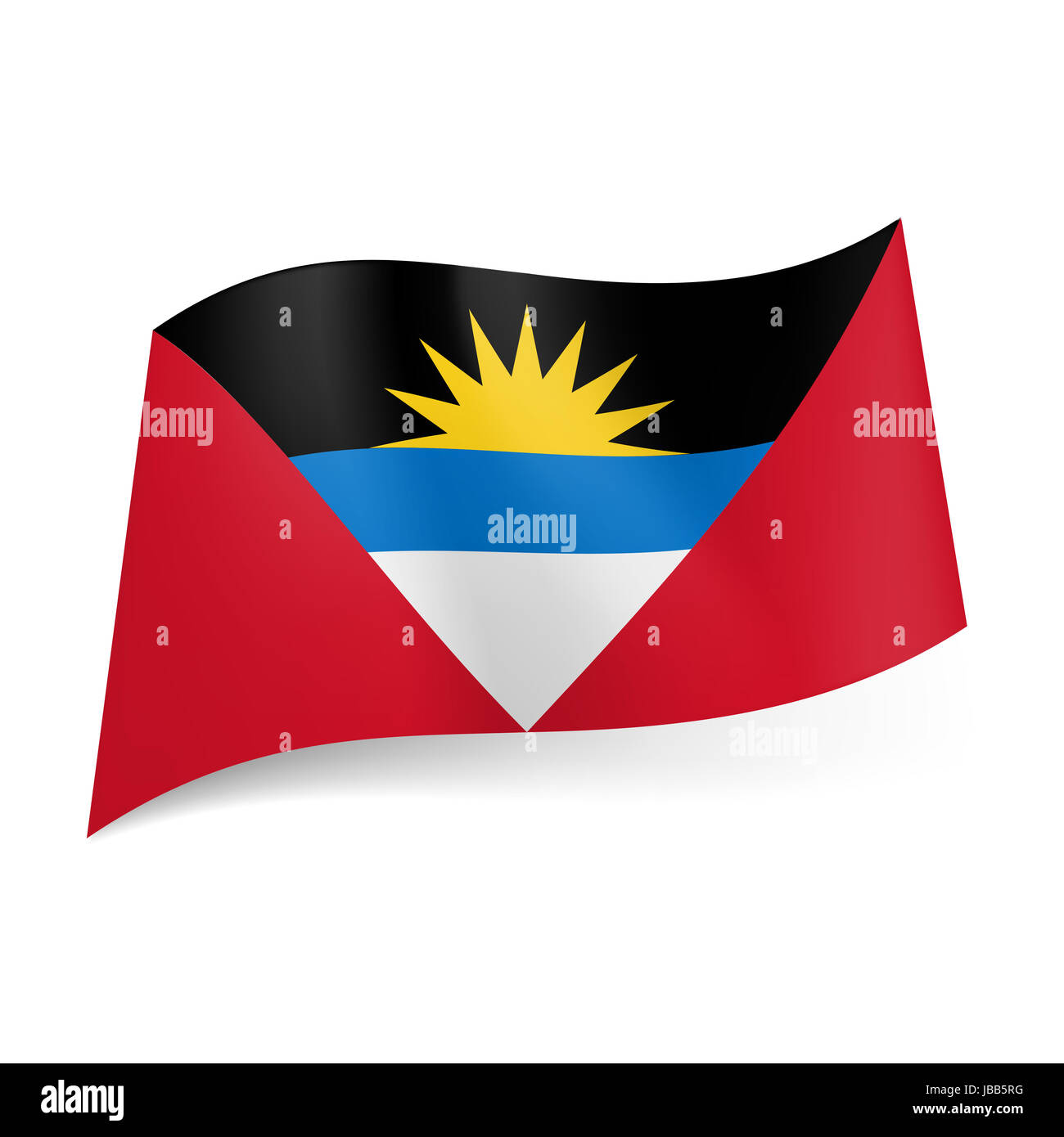 National flag Antigua and geometric composition in red, blue, white colors with yellow sun Stock Photo - Alamy