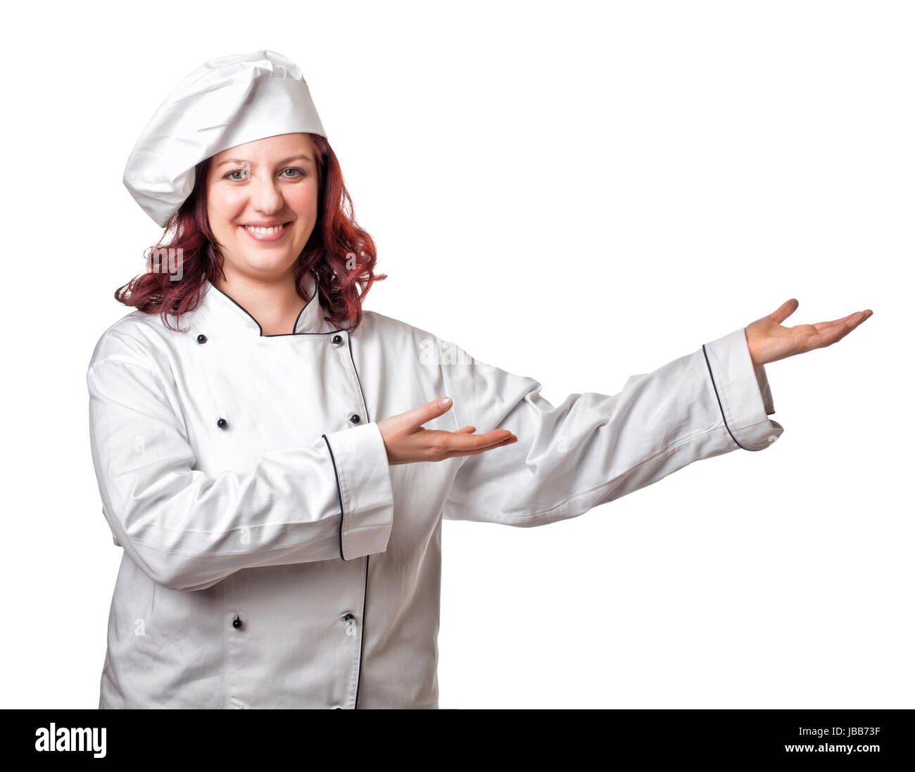 smiling young woman chef portrait Stock Photo