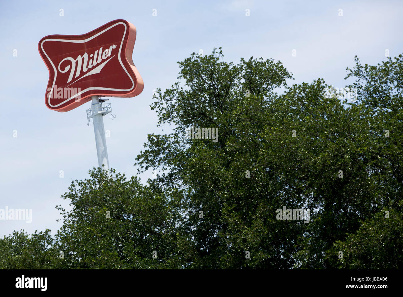 A logo sign outside of a Miller Brewing Company brewery in Fort Worth, Texas, on May 29, 2017