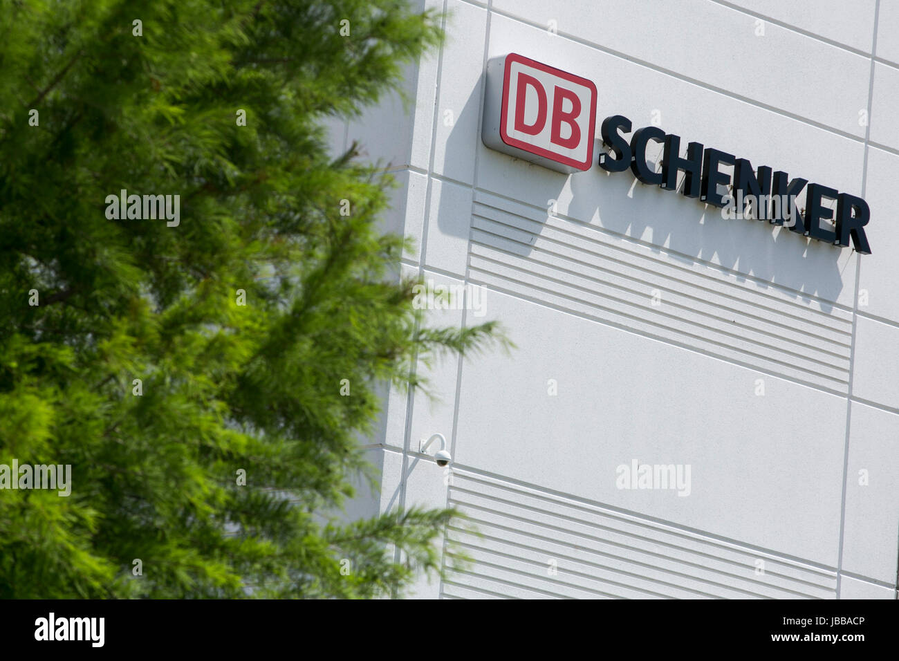 A logo sign outside of a facility occupied by DB Schenker in Dallas, Texas, on May 29, 2017. Stock Photo