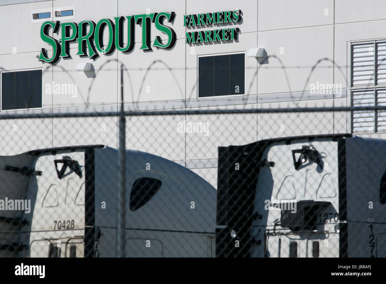 A logo sign outside of a Sprouts Farmers Market, Inc., distribution center in Wilmer, Texas, on May 29, 2017. Stock Photo