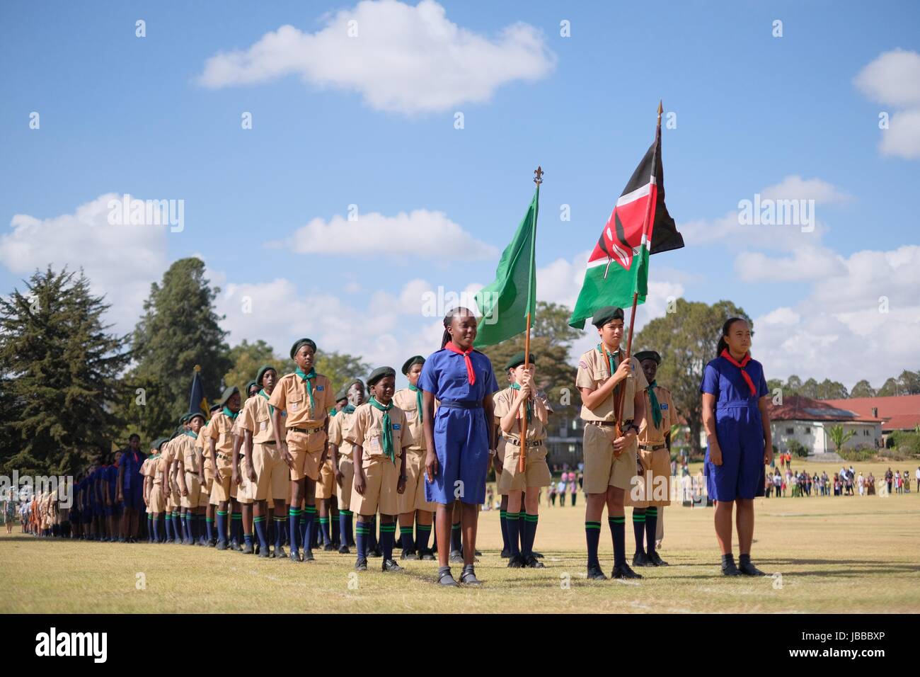 Kenyan Scouts and Guides marching parade Stock Photo Alamy