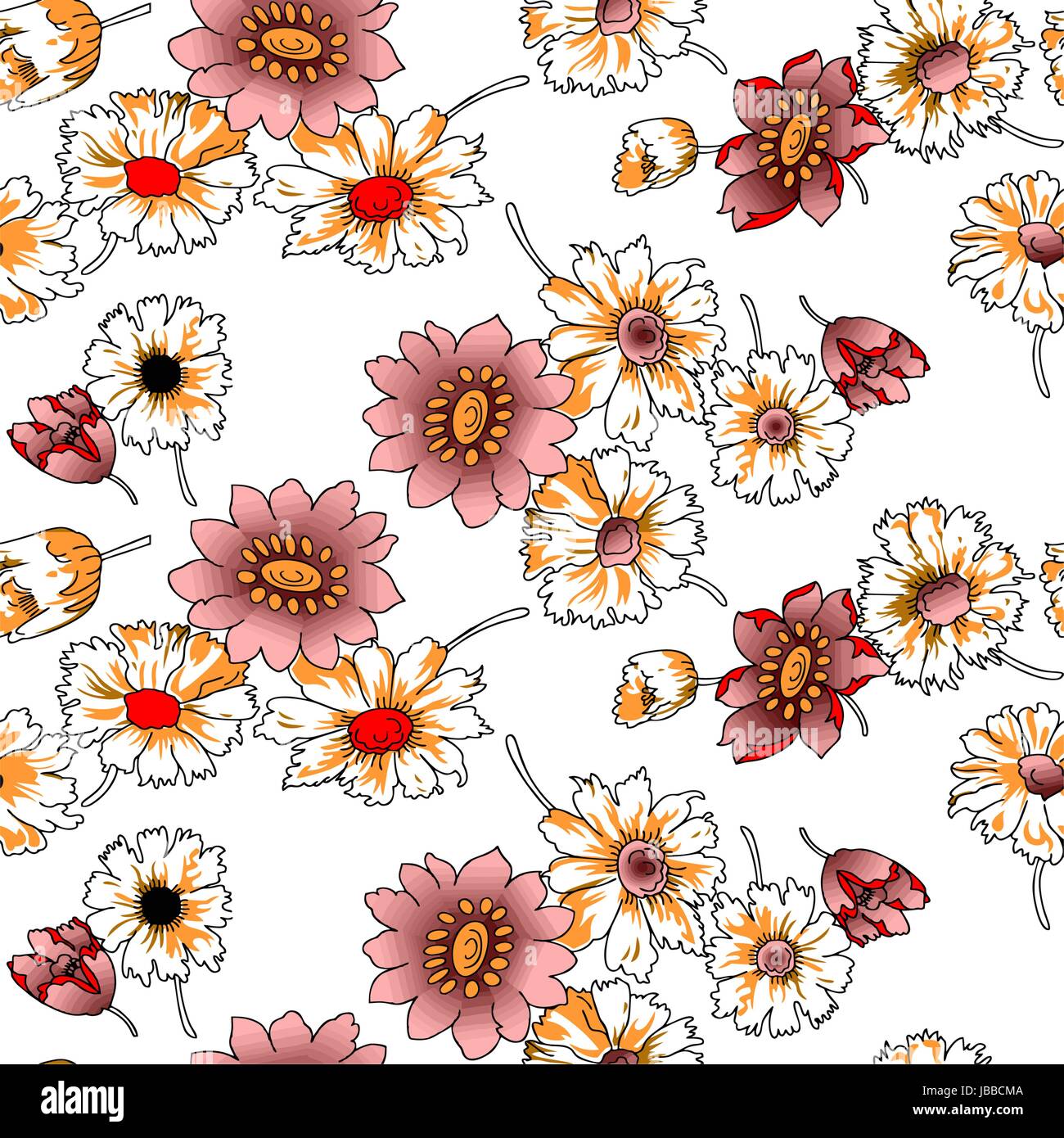 Seamless Flower Background Stock Vector Image & Art - Alamy