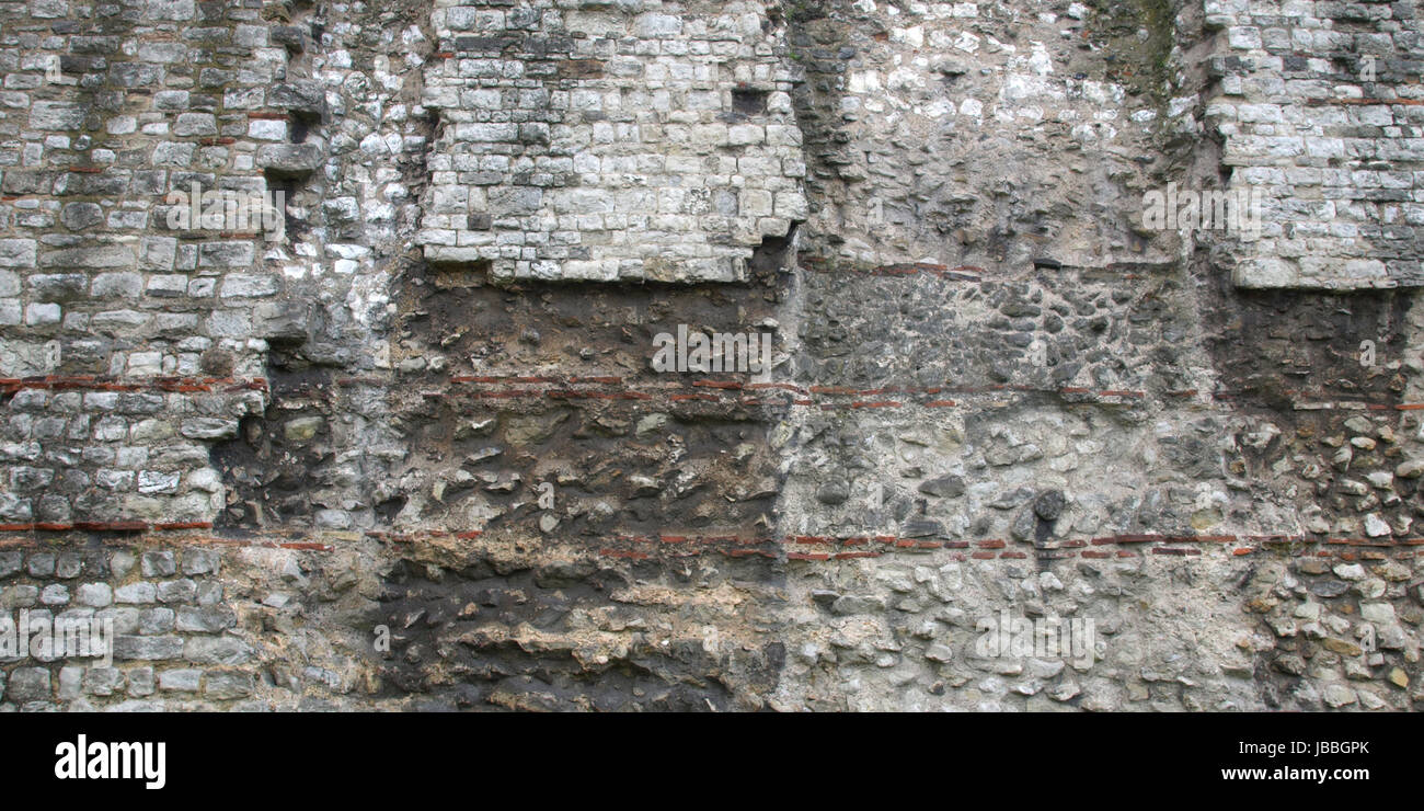 Ancient Roman wall ruins in London, UK Stock Photo Alamy