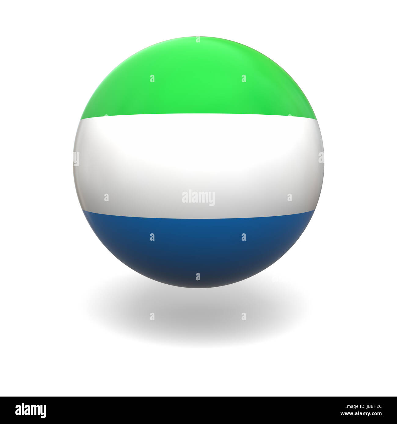 National flag of Sierra Leone on sphere isolated on white background ...