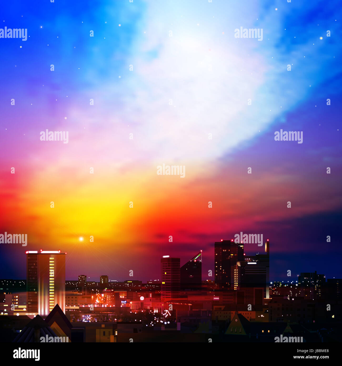 abstract nature background with city and clouds Stock Photo - Alamy