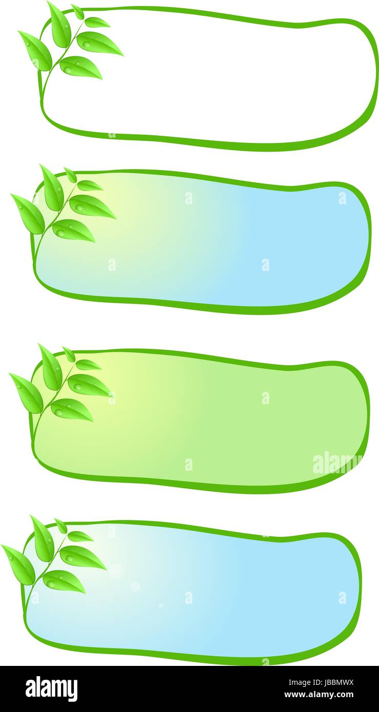 Set green menu with leaves as design element of page with space text ...