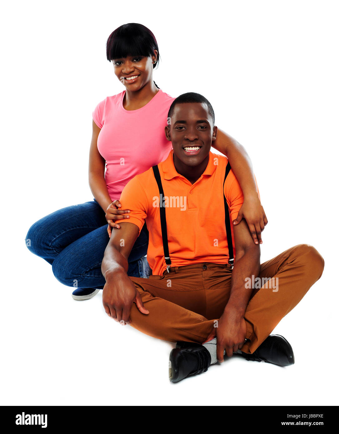 Happy african couple in love isolated over white background Stock Photo ...