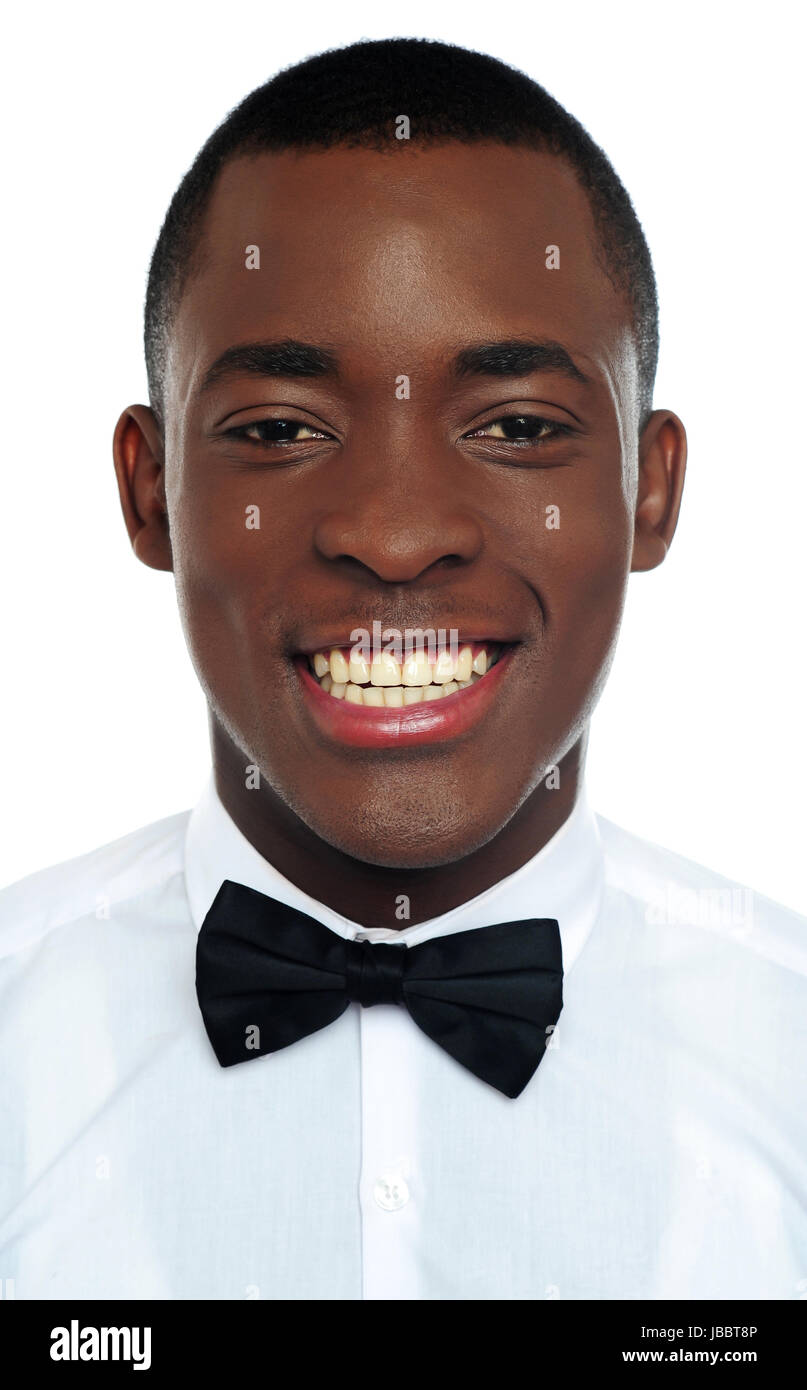 Closeup portrait of handsome african guy wearing bowtie Stock Photo Alamy