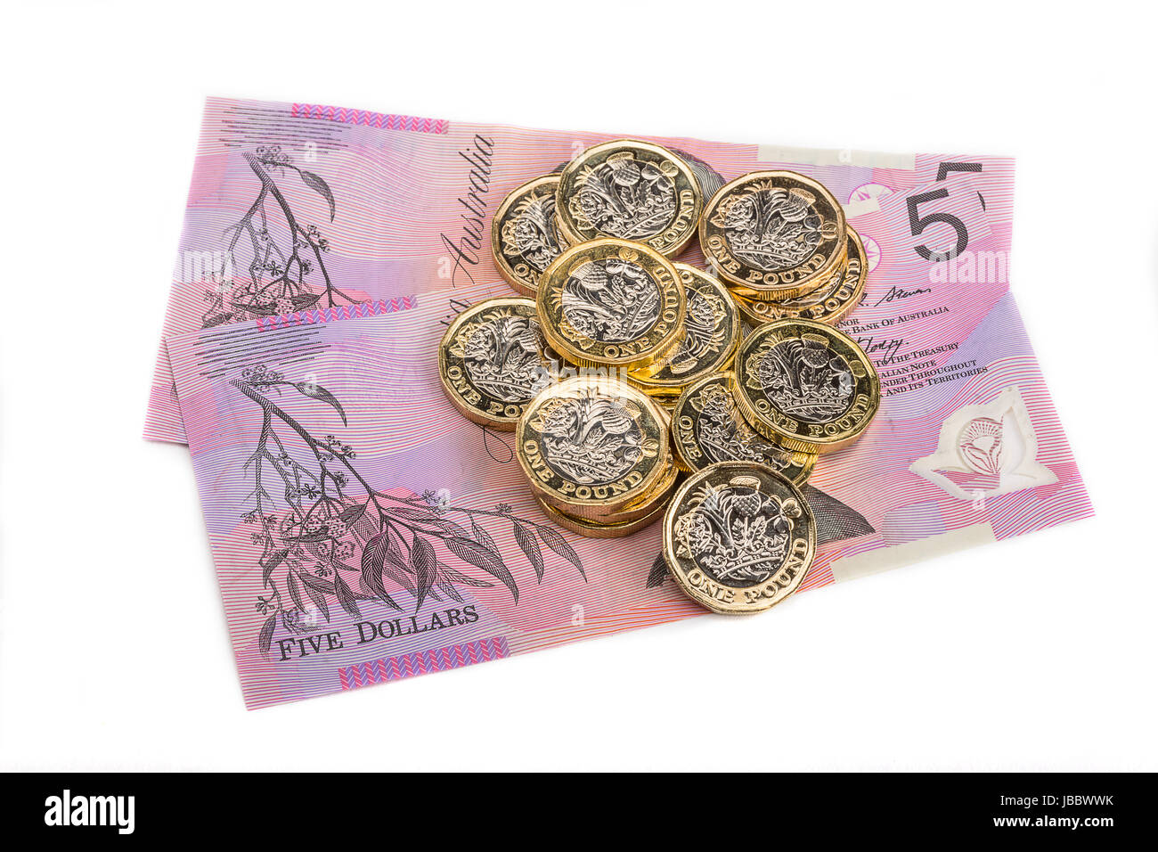 British and Australian currency Stock Photo