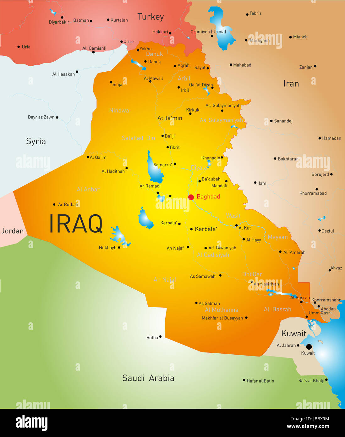 vector detailed map of Iraq country Stock Photo