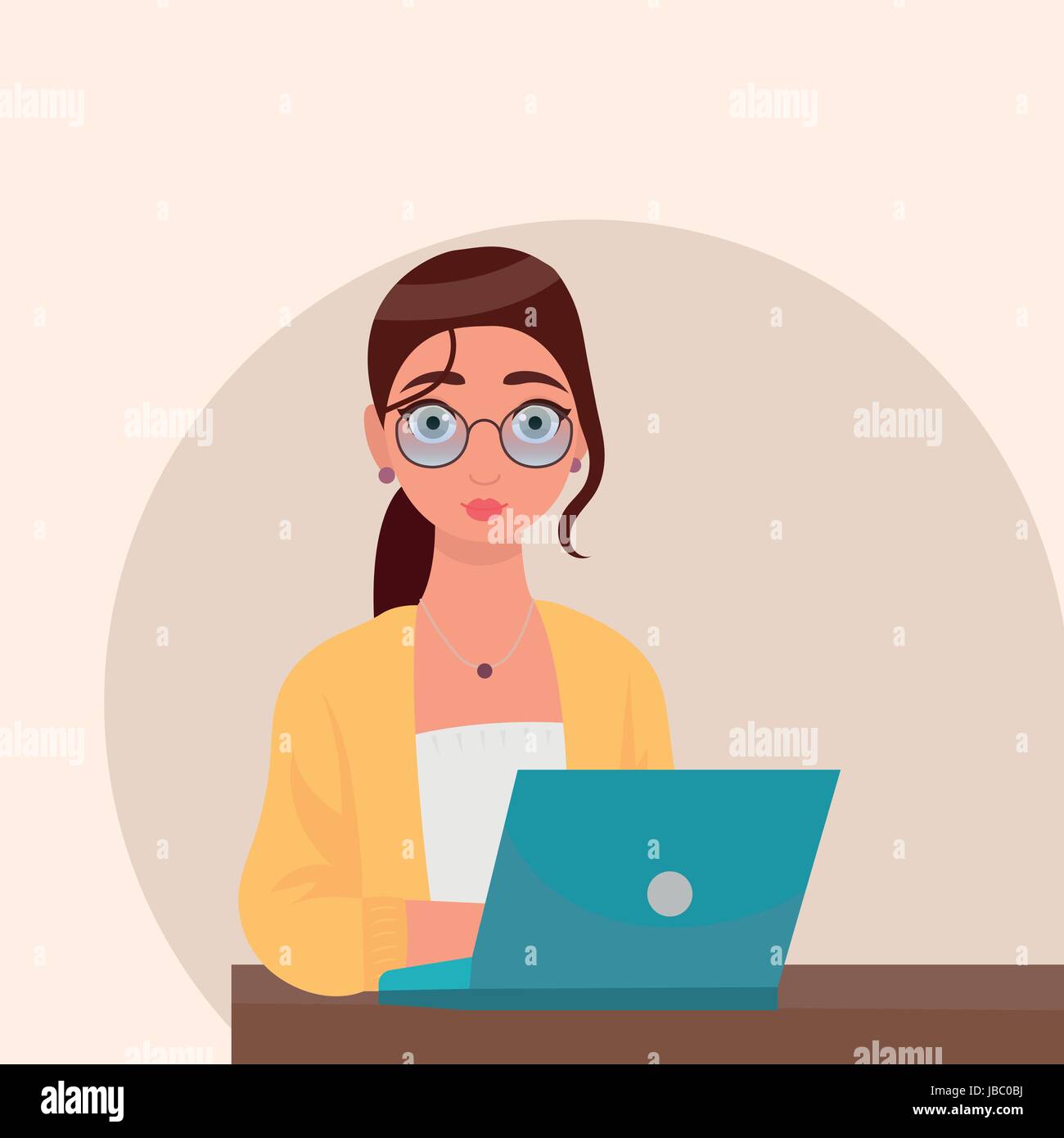 Business woman laptop portrait Stock Vector Images - Alamy